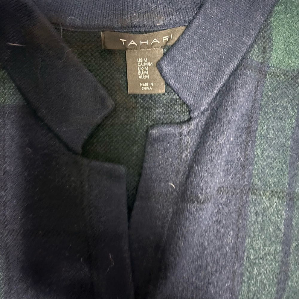 Tahari Blue and Green Checkered Jacket